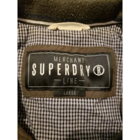 Authentic Superdry Mens Vintage Brown Cloth Size Large Bomber Jacket - Picture 5 of 5